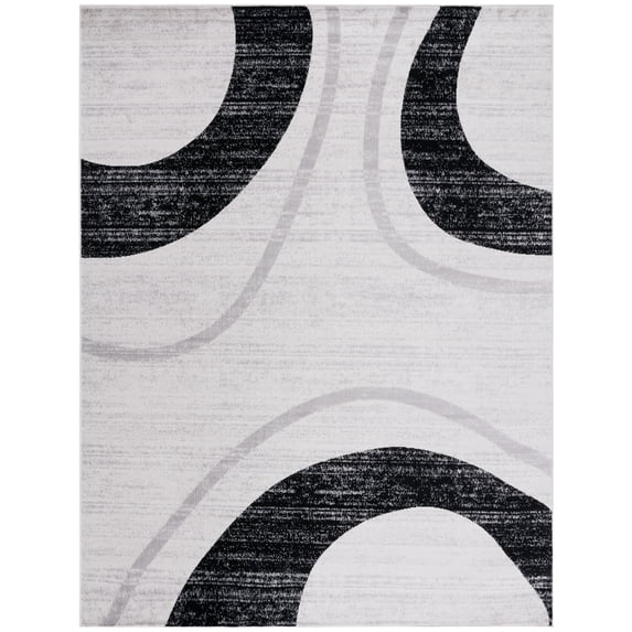 SAFAVIEH Skyler Georgene Geometric Area Rug, Ivory Grey/Black, 9' x 12'