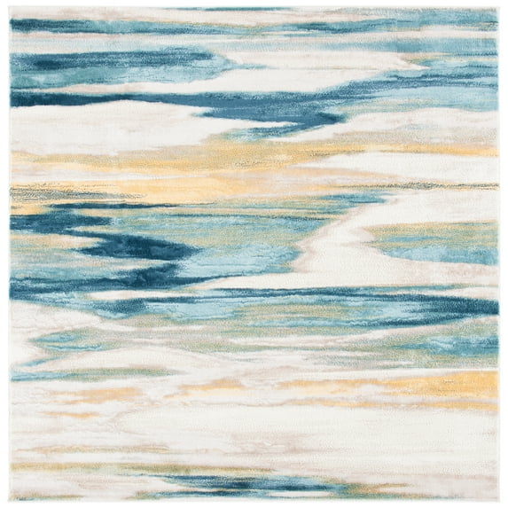 SAFAVIEH Skyler Ilija Abstract Area Rug, Beige/Navy, 5' x 5' Square