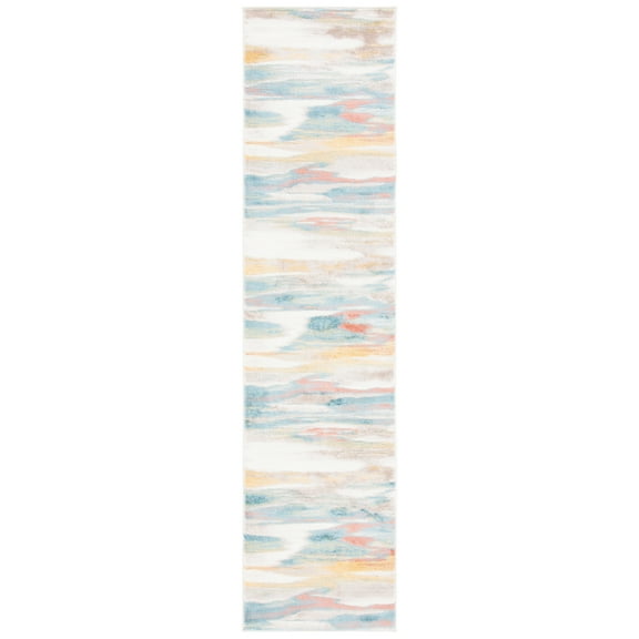 SAFAVIEH Skyler Ilija Wavy Marble Runner Rug, Beige/Terracotta, 2'2" x 9'