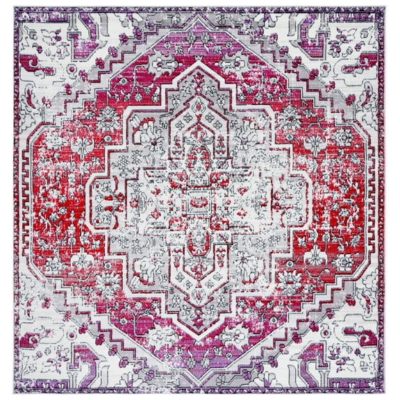 SAFAVIEH Skyler Jayce Oriental Area Rug, Red/Ivory, 6'7" x 6'7" Square