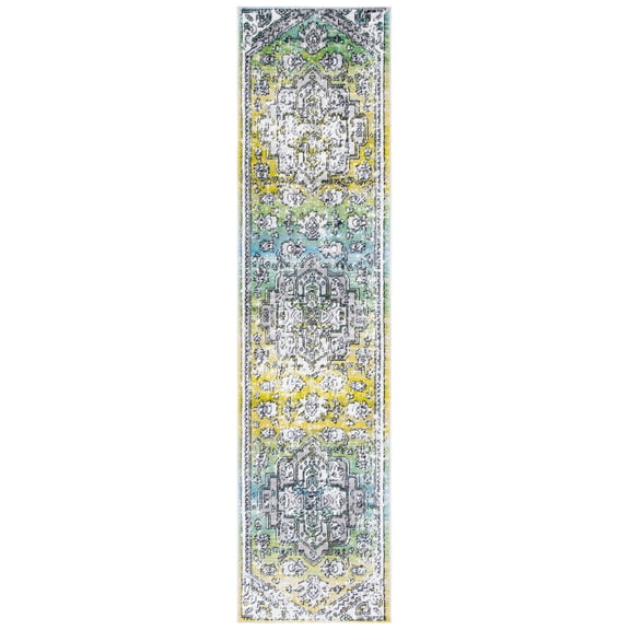 SAFAVIEH Skyler Jayce Oriental Runner Rug, Green/Ivory, 2' x 8'