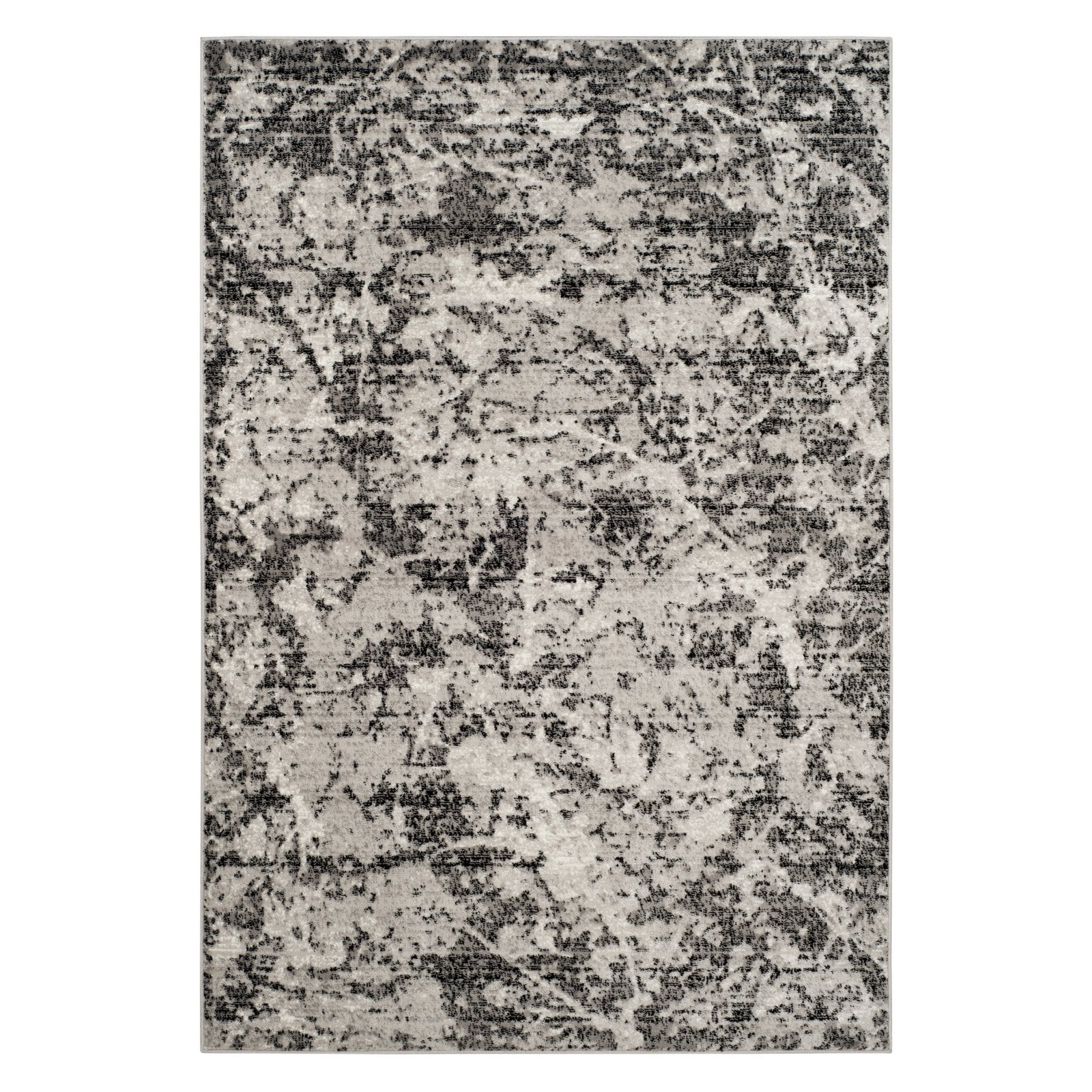 Charcoal and Ivory Abstract Synthetic 5'1" x 7'6" Reversible Area Rug