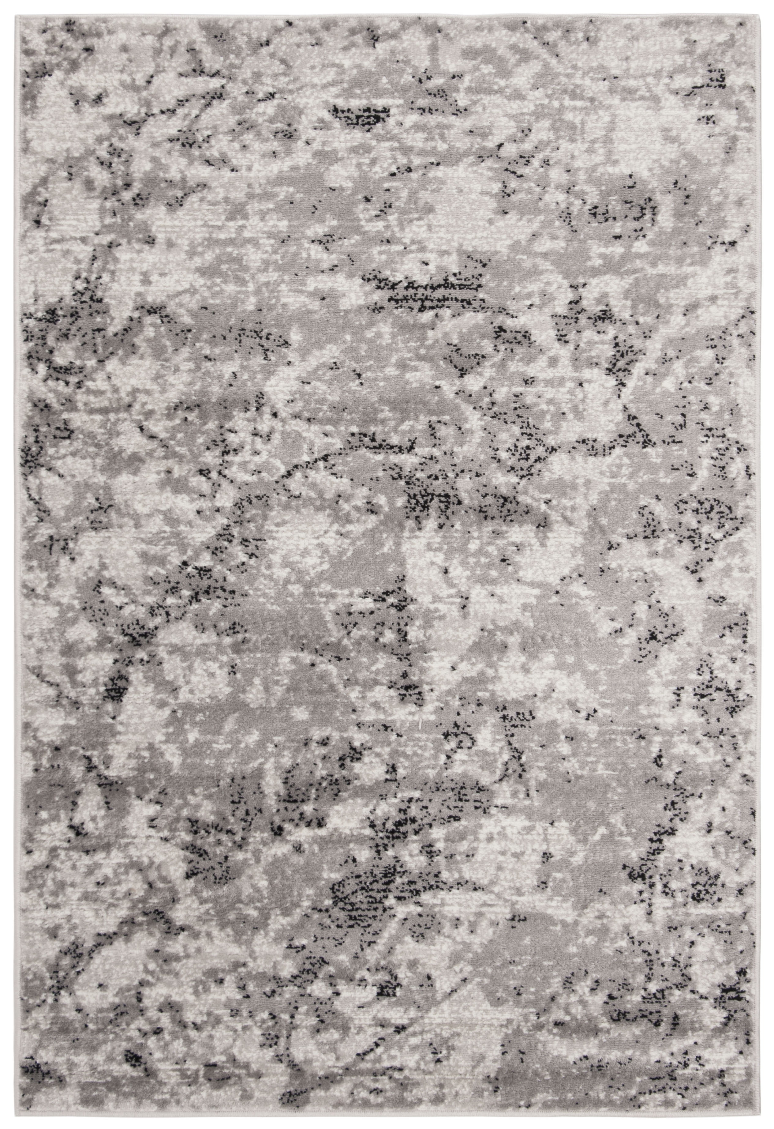 Reversible Grey/Ivory Abstract Synthetic 3' x 5' Area Rug