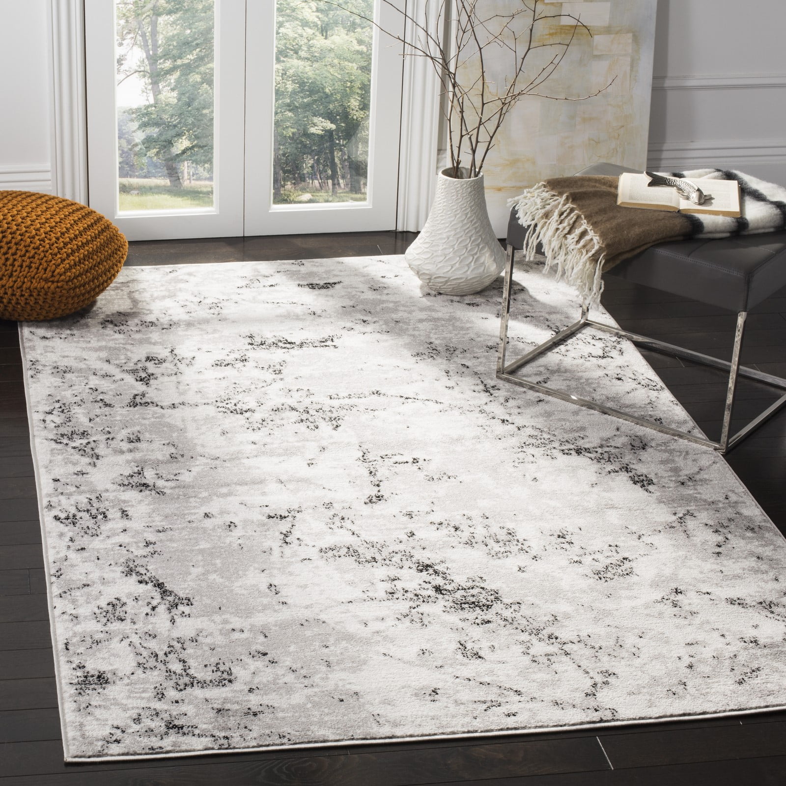 SAFAVIEH Skyler Joisse Abstract Area Rug, Grey/Ivory, 9' x 12'