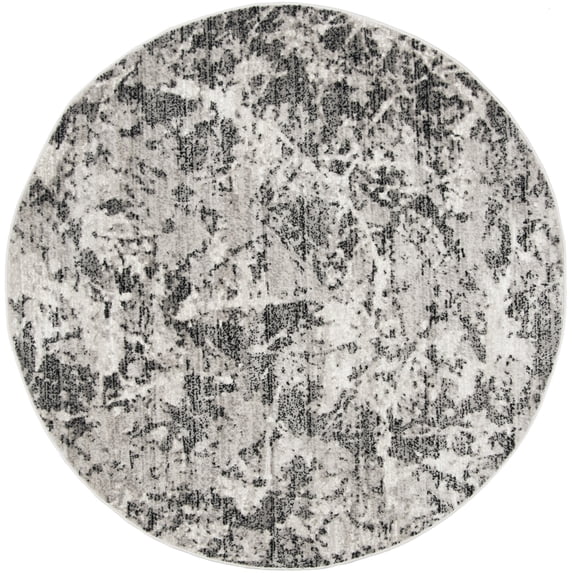 SAFAVIEH Skyler Joisse Distressed Area Rug, Charcoal/Ivory, 4' x 4' Round