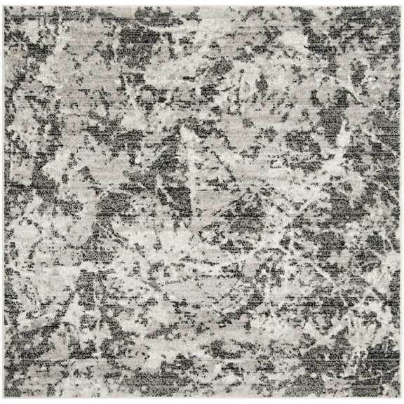 SAFAVIEH Skyler Joisse Distressed Area Rug, Charcoal/Ivory, 4' x 4' Square