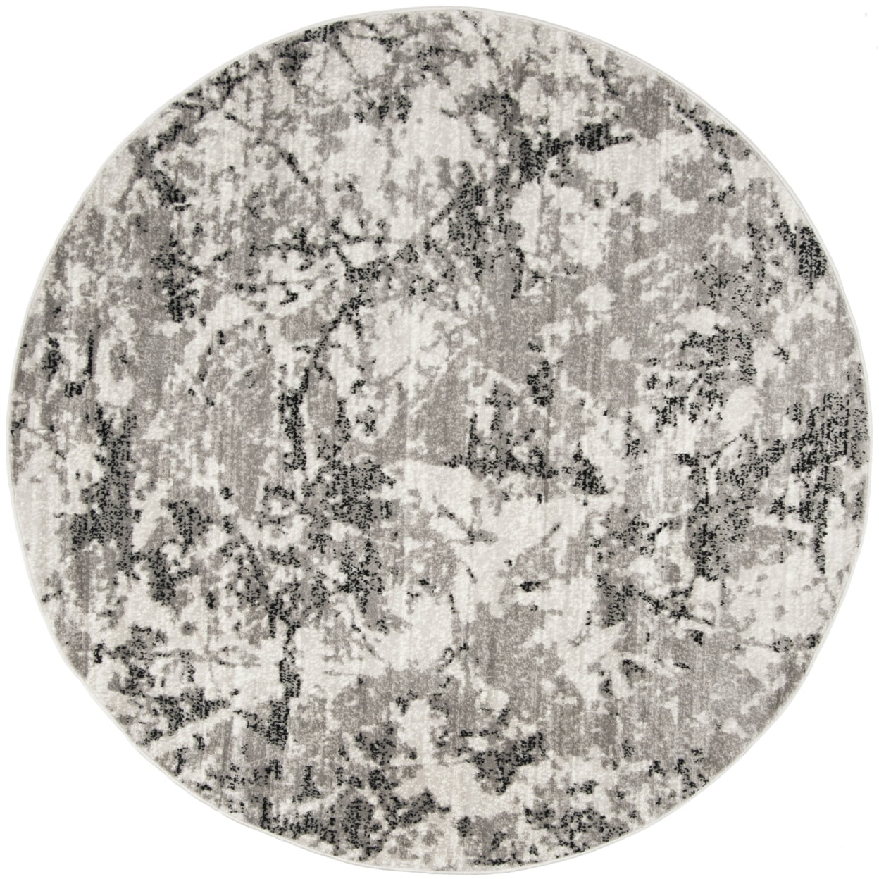 SAFAVIEH Skyler Joisse Distressed Area Rug, Grey/Ivory, 8' x 8' Round