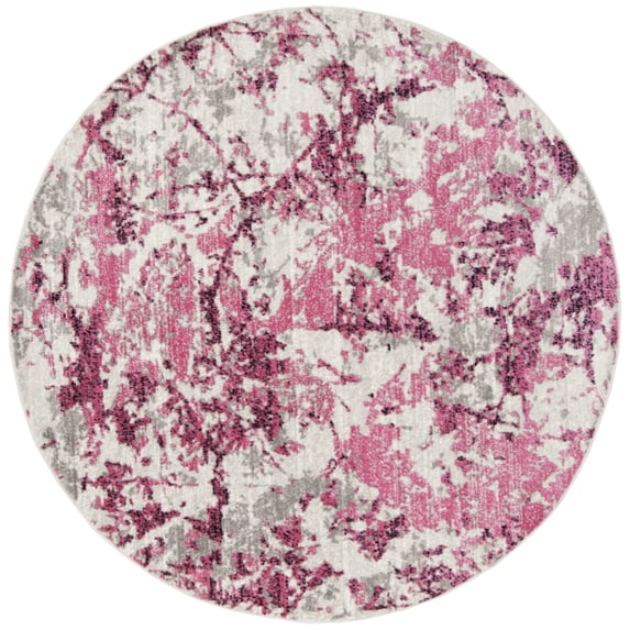 SAFAVIEH Skyler Joisse Distressed Area Rug, Pink/Ivory, 4' x 4' Round
