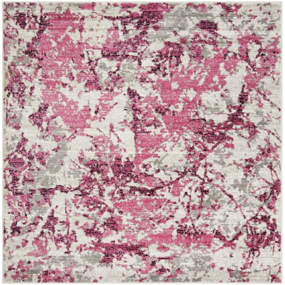 SAFAVIEH Skyler Joisse Distressed Area Rug, Pink/Ivory, 4' x 4' Square