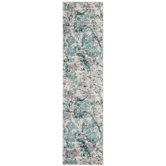 SAFAVIEH Skyler Joisse Distressed Runner Rug, Blue/Ivory, 2' x 16'