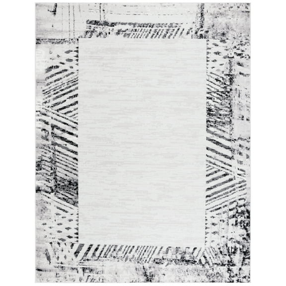 SAFAVIEH Skyler Kady Bordered Area Rug, Ivory Grey/Black, 9' x 12'