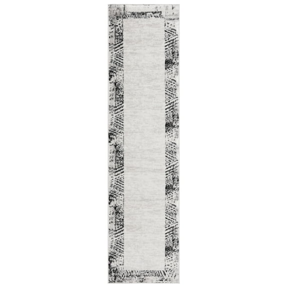 SAFAVIEH Skyler Kady Bordered Runner Rug, Ivory Grey/Black, 2' x 8'