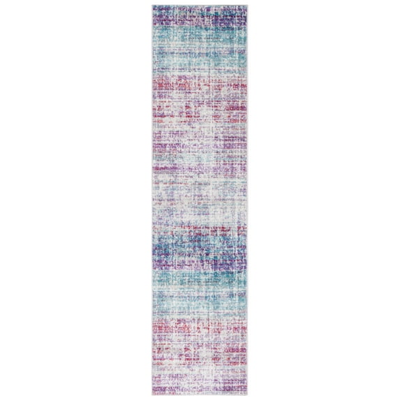 SAFAVIEH Skyler Kagan Distressed Runner Rug, Silver/Purple, 2' x 8'