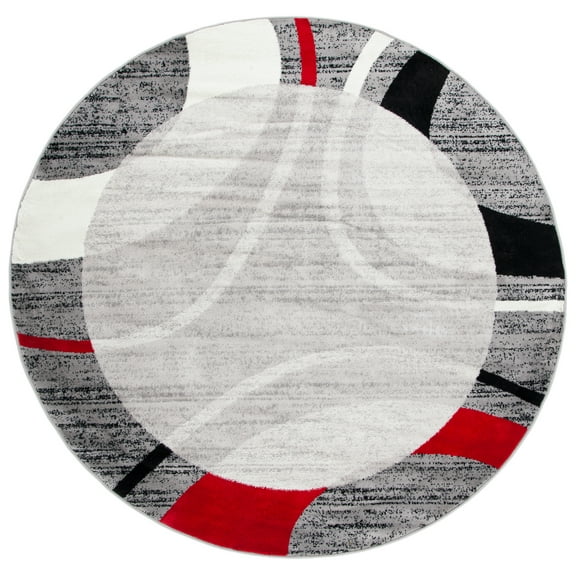 SAFAVIEH Skyler Kodey Abstract Area Rug, Grey/Red, 6'7" x 6'7" Round
