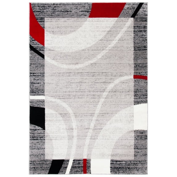SAFAVIEH Skyler Kodey Bordered Area Rug, Grey/Red, 4'5" x 6'5"