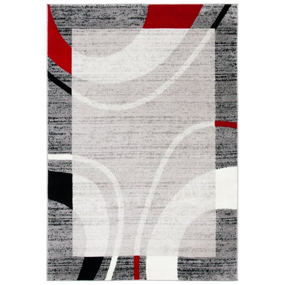 SAFAVIEH Skyler Kodey Bordered Area Rug, Grey/Red, 8' x 10'