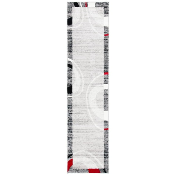 SAFAVIEH Skyler Kodey Bordered Runner Rug, Grey/Red, 2'2" x 9'