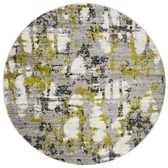 SAFAVIEH Skyler Langston Abstract Area Rug, Grey/Green, 6'7" x 6'7" Round