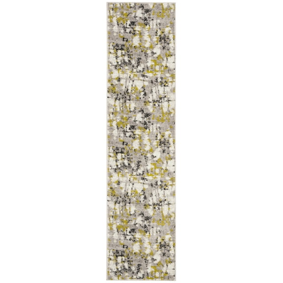 SAFAVIEH Skyler Langston Abstract Runner Rug, Grey/Green, 2' x 8'