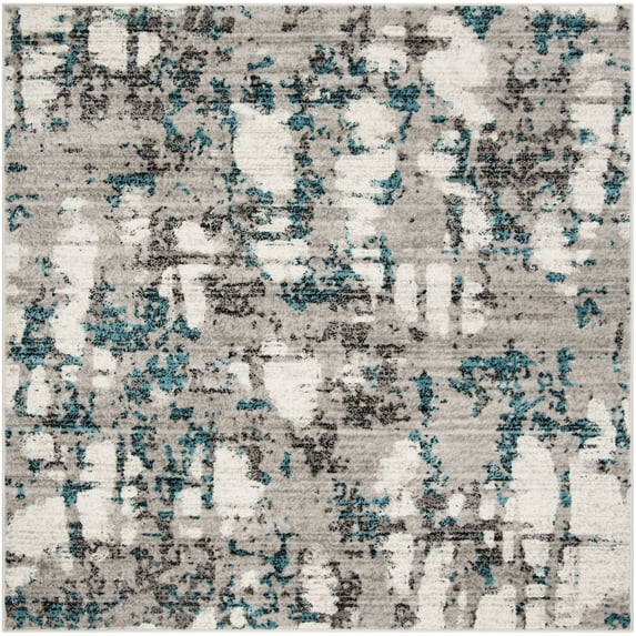 SAFAVIEH Skyler Langston Distressed Area Rug, Grey/Blue, 10' x 10' Square