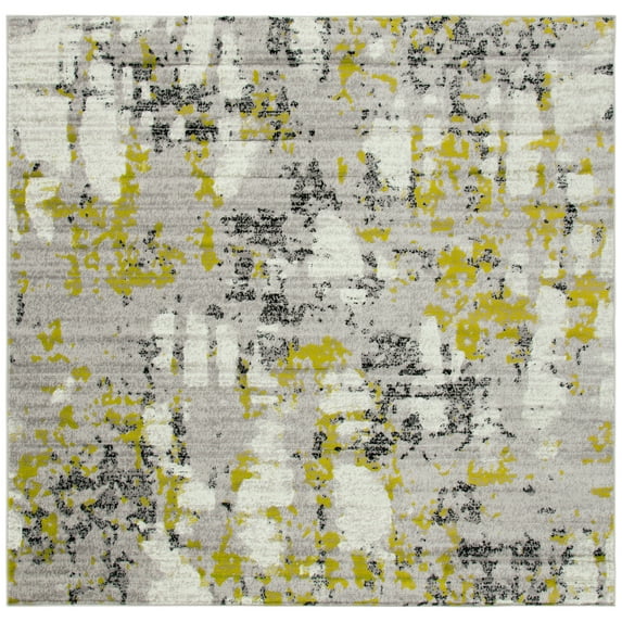 SAFAVIEH Skyler Langston Distressed Area Rug, Grey/Green, 8' x 8' Square