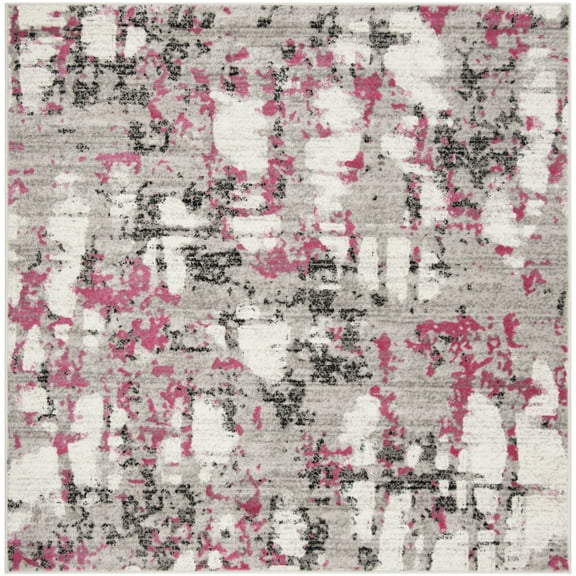 SAFAVIEH Skyler Langston Distressed Area Rug, Grey/Pink, 8' x 8' Square