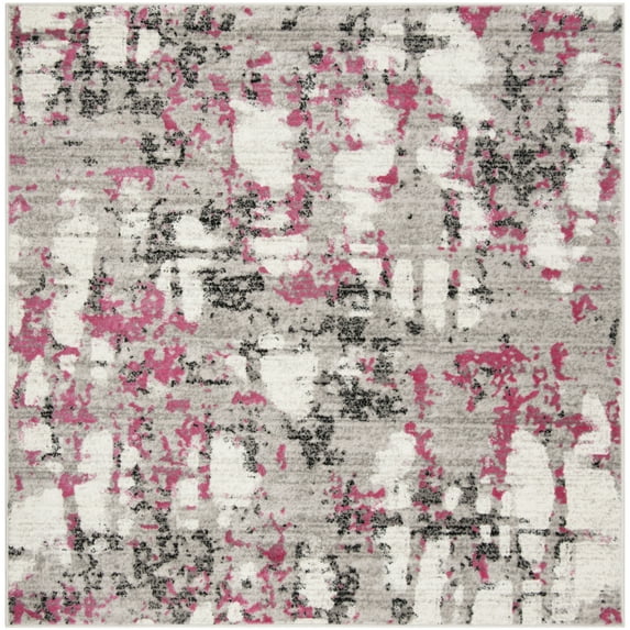 SAFAVIEH Skyler Langston Distressed Area Rug, Grey/Pink, 8' x 8' Square