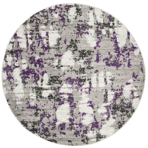 SAFAVIEH Skyler Langston Distressed Area Rug, Grey/Purple, 10' x 10' Round