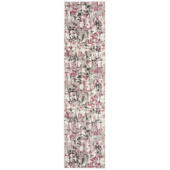 SAFAVIEH Skyler Langston Distressed Runner Rug, Grey/Pink, 2' x 12'