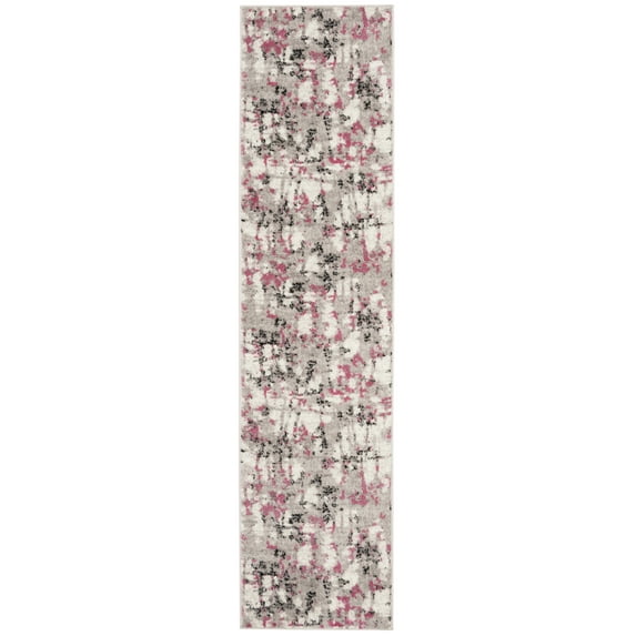 SAFAVIEH Skyler Langston Distressed Runner Rug, Grey/Pink, 2' x 14'