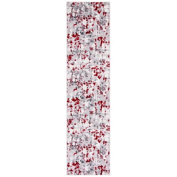 SAFAVIEH Skyler Langston Distressed Runner Rug, Grey/Red, 2' x 8'