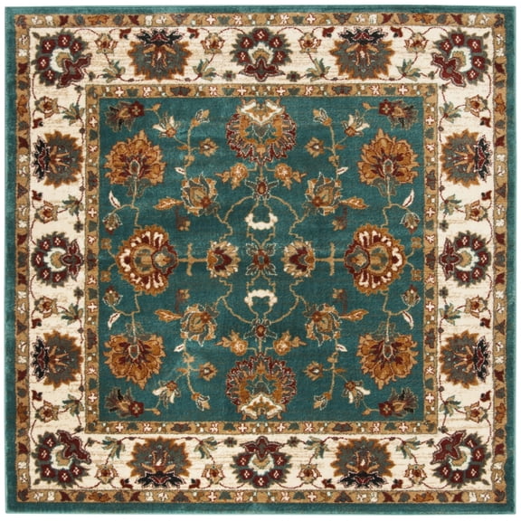 SAFAVIEH Skyler Laura Distressed Area Rug, Beige Blue/Pink, 6'7" x 6'7" Square