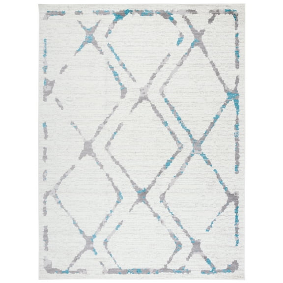 SAFAVIEH Skyler Leontyne Diamond Area Rug, Ivory/Blue, 10' x 14'