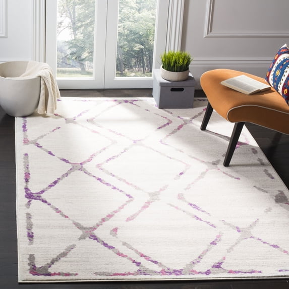 SAFAVIEH Skyler Leontyne Geometric Area Rug, Ivory/Pink, 4' x 6'