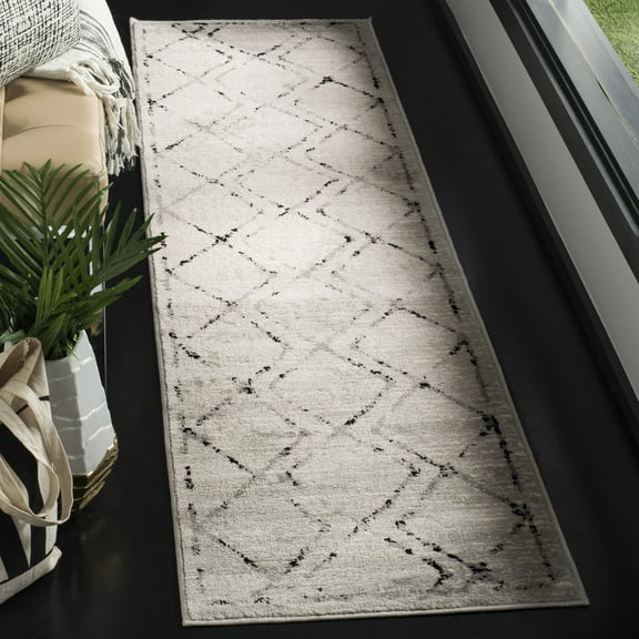 SAFAVIEH Skyler Leontyne Geometric Runner Rug, Ivory/Grey, 2' x 8'