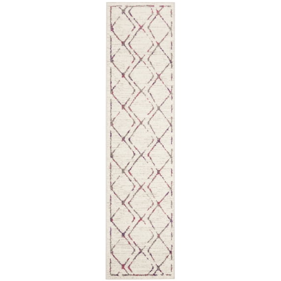 SAFAVIEH Skyler Leontyne Geometric Runner Rug, Ivory/Pink, 2' x 8'