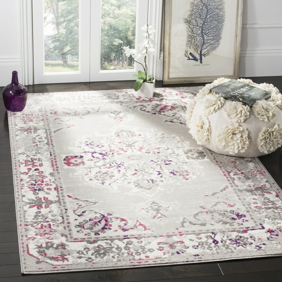 SAFAVIEH Skyler Nikeisha Floral Area Rug, Grey/Pink, 4' x 6'