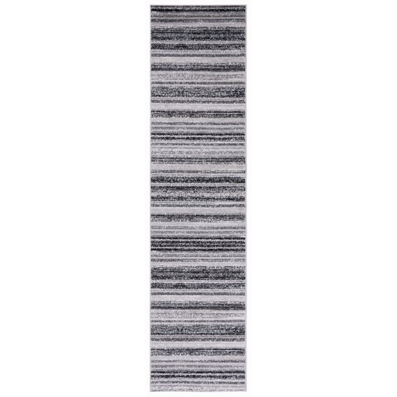 SAFAVIEH Skyler Orval Striped Runner Rug, Grey/Black, 2' x 8'