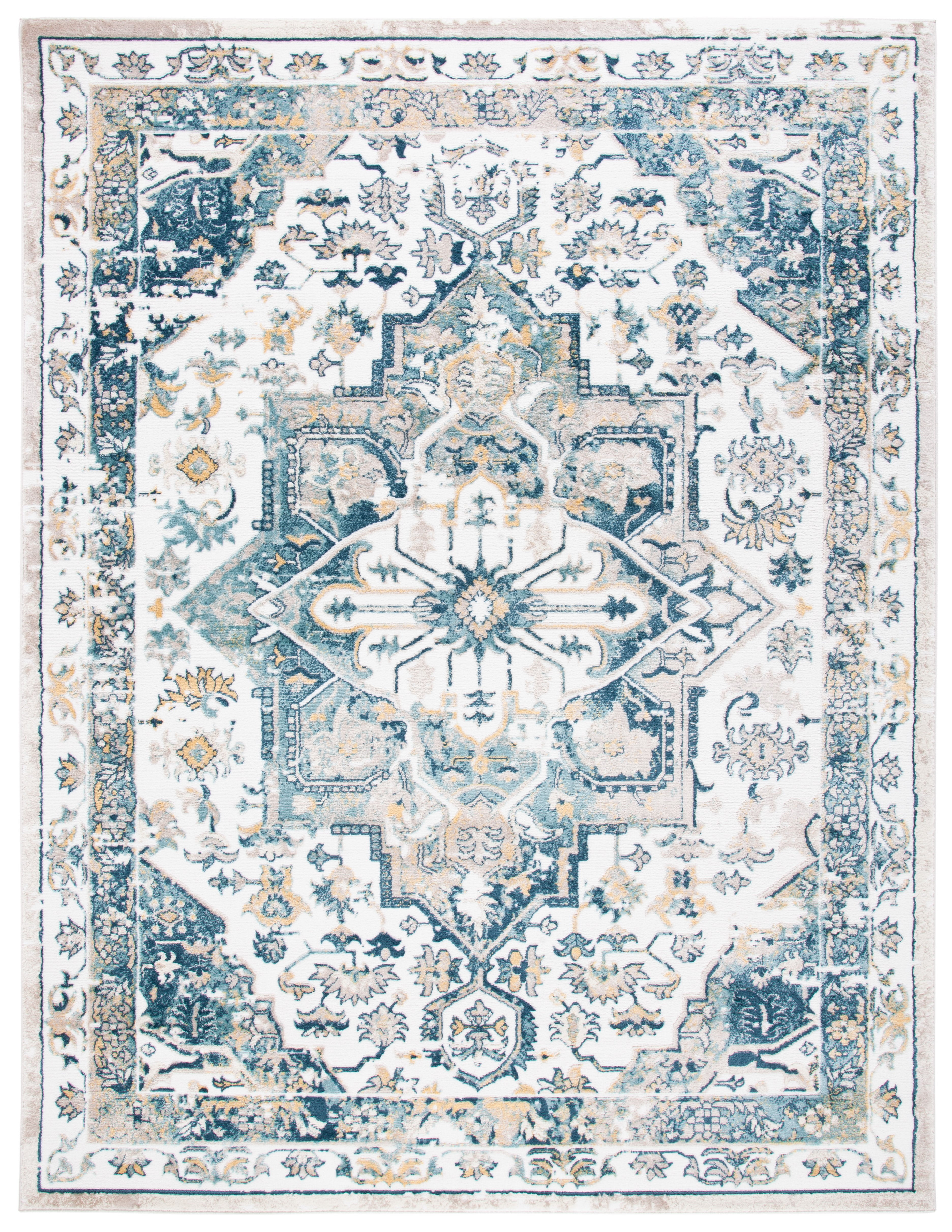 SAFAVIEH Skyler Ottoline Medallion Area Rug, Ivory/Navy, 9' x 12'