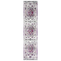 SAFAVIEH Skyler Paylynn Medallion Runner Rug, Ivory/Purple, 2' x 8'