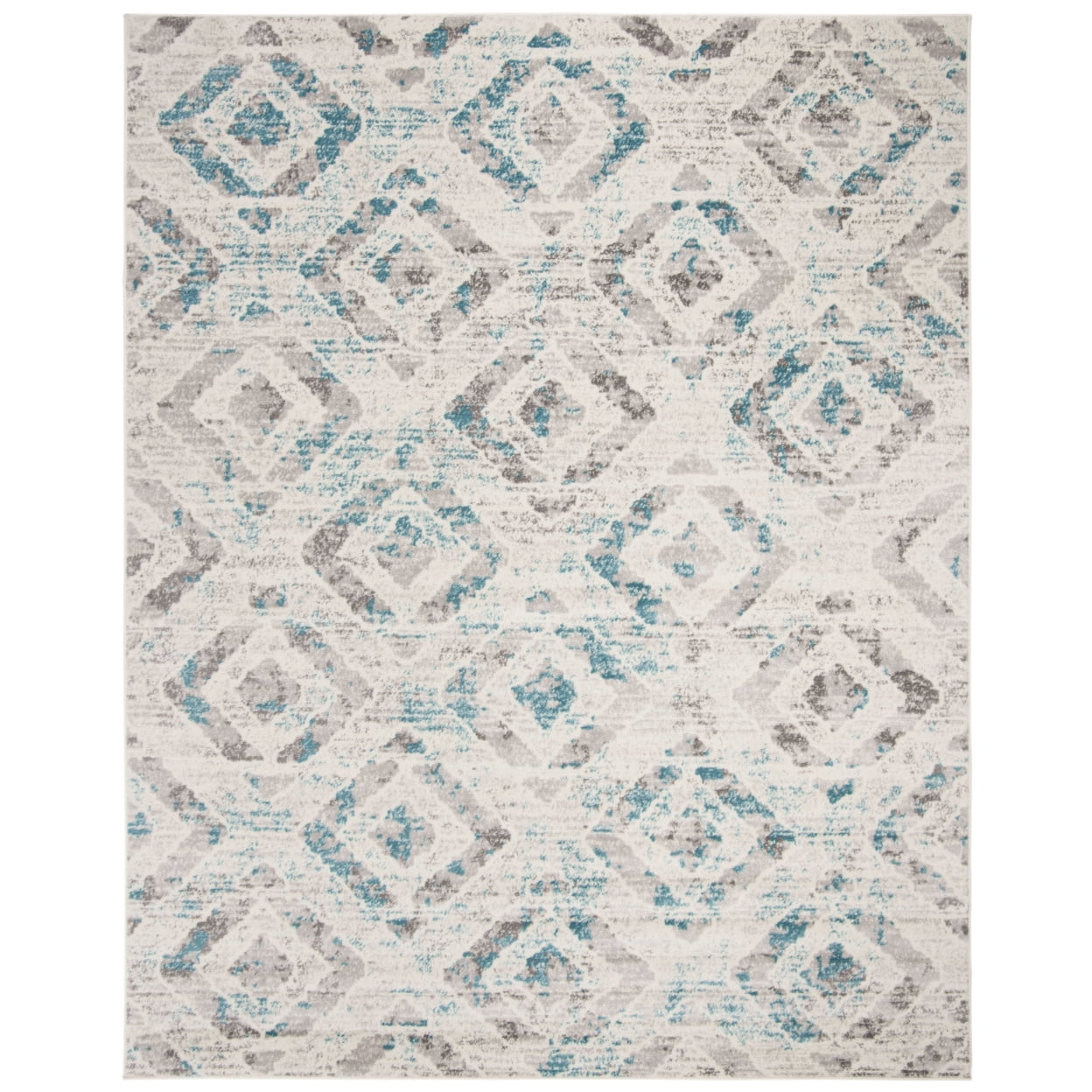 Ivory and Blue Medallion 6' x 9' Synthetic Area Rug