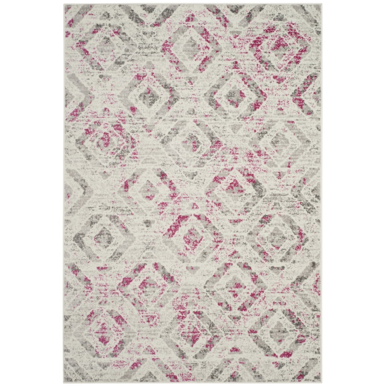 Ivory and Pink Medallion Synthetic 5' x 7' Area Rug
