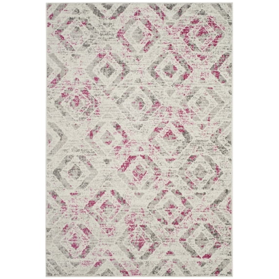 SAFAVIEH Skyler Salim Geometric Area Rug, Ivory/Pink, 5'1" x 7'6"