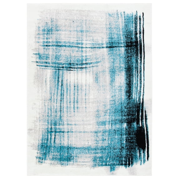 SAFAVIEH Skyler Steward Distressed Area Rug, Ivory/Teal, 4' x 6'