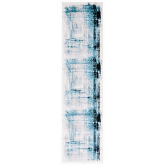 SAFAVIEH Skyler Steward Distressed Runner Rug, Ivory/Teal, 2' x 8'