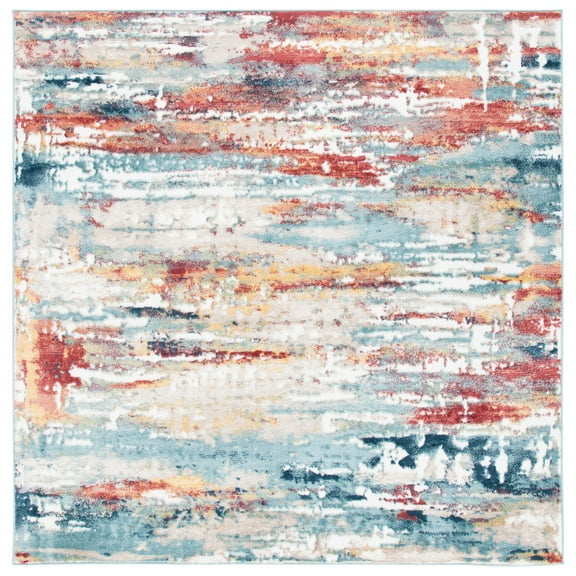 SAFAVIEH Skyler Talisha Abstract Area Rug, Beige/Burgundy, 6'7" x 6'7" Square