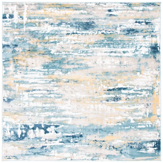 SAFAVIEH Skyler Talisha Distressed Area Rug, Teal/Gold, 6'7" x 6'7" Square