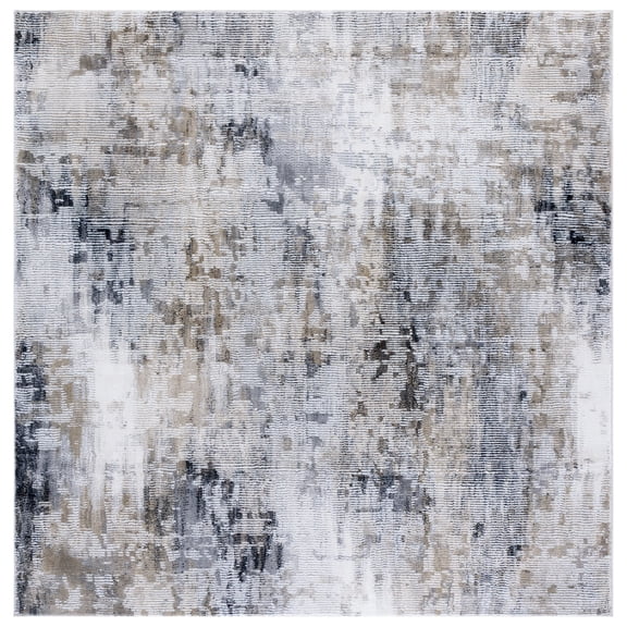 SAFAVIEH Slate Cynthia Distressed Area Rug, Grey/Brown Ivory, 6'7" x 6'7" Square