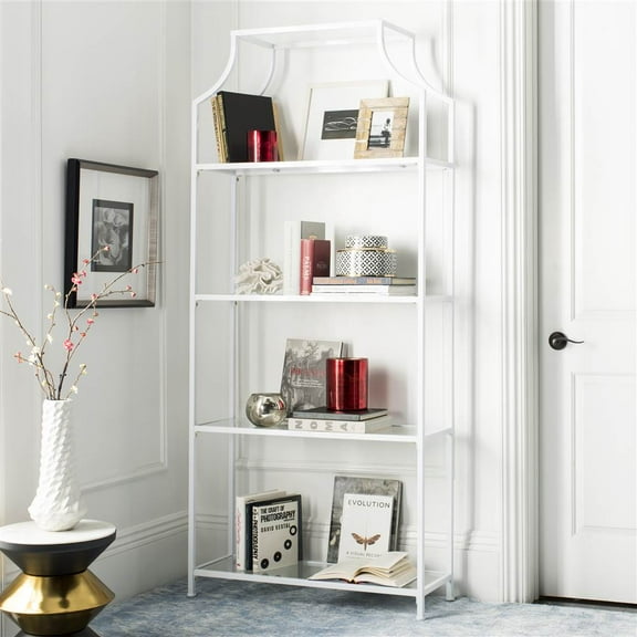 SAFAVIEH Slater Metal Glass Glam 4 Tier Etagere, White