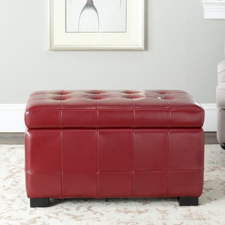 SAFAVIEH Small Manhattan Rustic Tufted Storage Bench, Red